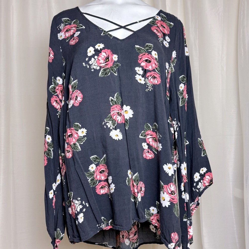 Torrid Floral Trumpet Sleeve Blouse